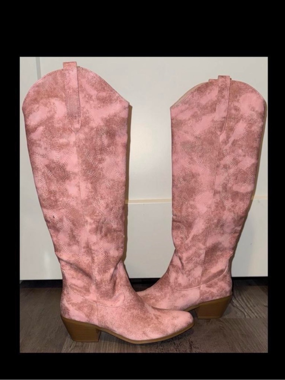 Women's Pink knee-high western Cowboy Boots Size 6.5 (37)